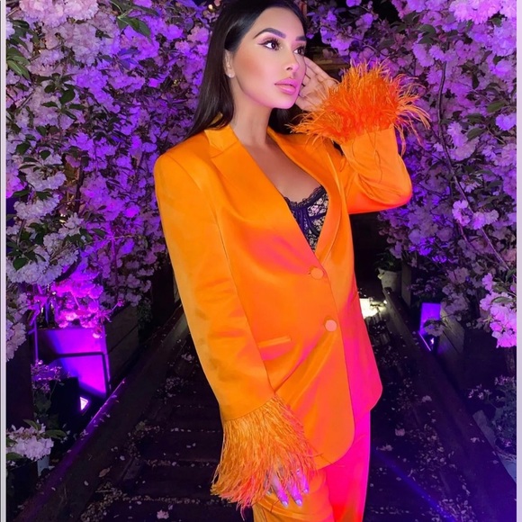 Zara Jackets & Coats Zara New Woman Satin Feather Blazer Limited